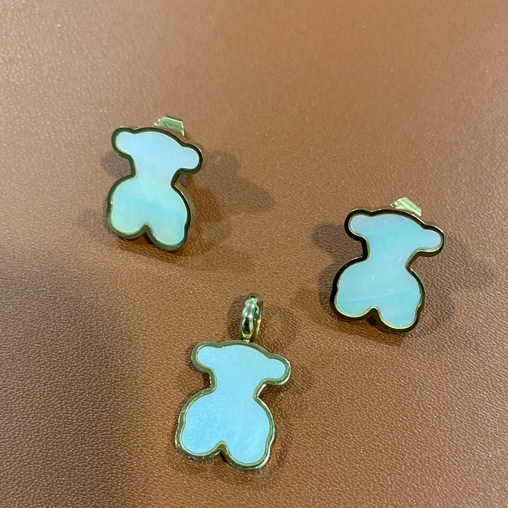 Stainless steel pendant + earrings